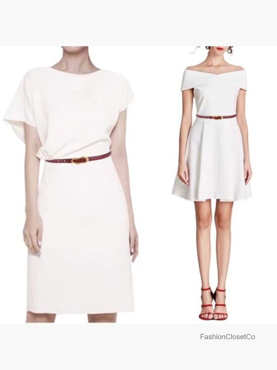 Slim Skinny Genuine Leather Belt with Oval Organic Shape Buckle for Dress Pants main image 5